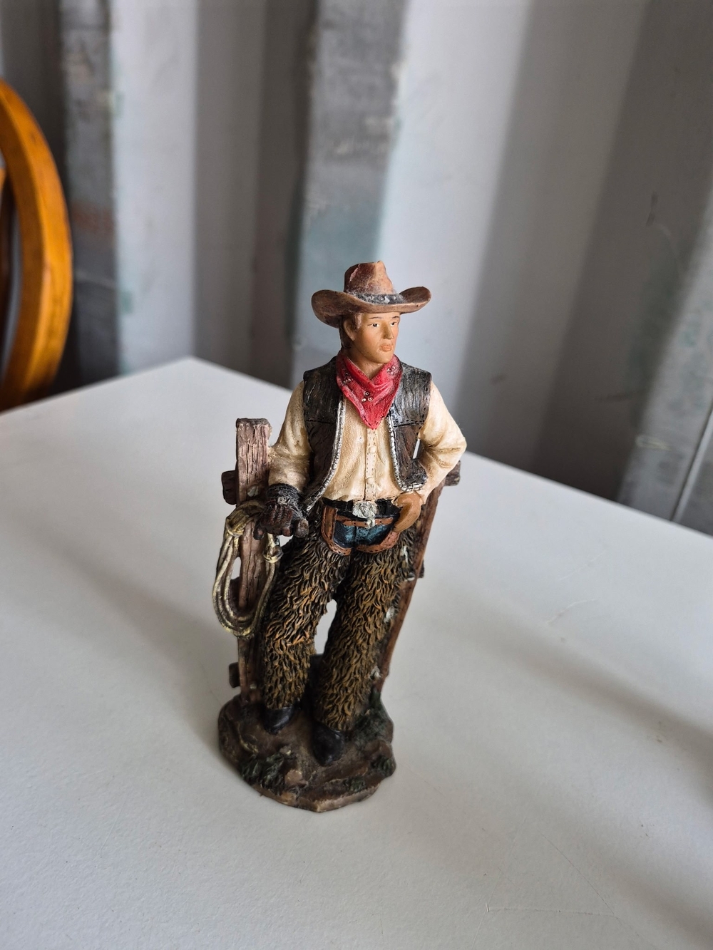 Rustic Cowboy Figurine - Red Bandana, Brown Finish